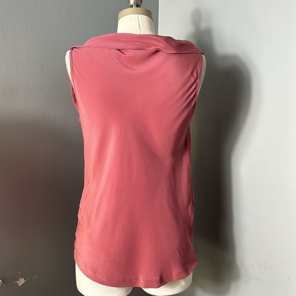 J. Crew Silk Rose Color Pink Women's Elegant Cowl Neck Sleeveless Solid Blouse S - Picture 6 of 8